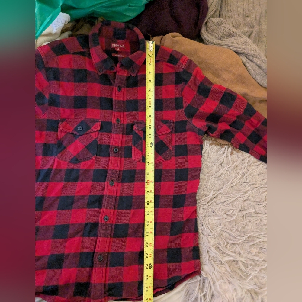 Buffalo Plaid Merona Brand Red and Black Plaid Men's Shirt